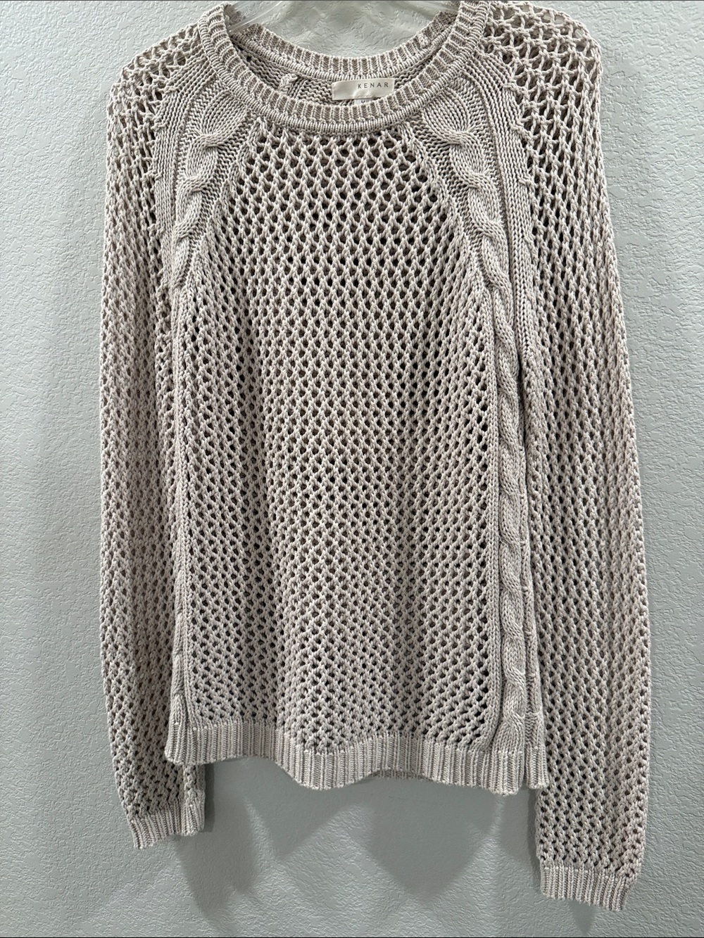Kenar Open Weave Cable-Trim Sweater - Light Beige